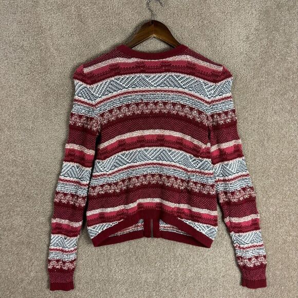 Ann Taylor Loft Cardigan Sweater Womens Size XS Red Multi Striped Full‎ Zip Knit - Picture 9 of 10